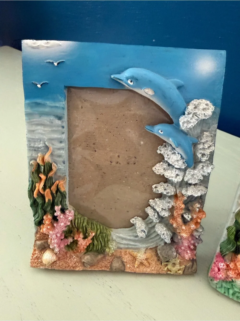 Vintage 1990s 2000s Y2K Dolphin Ocean Resin Picture Frames Fits 3.5